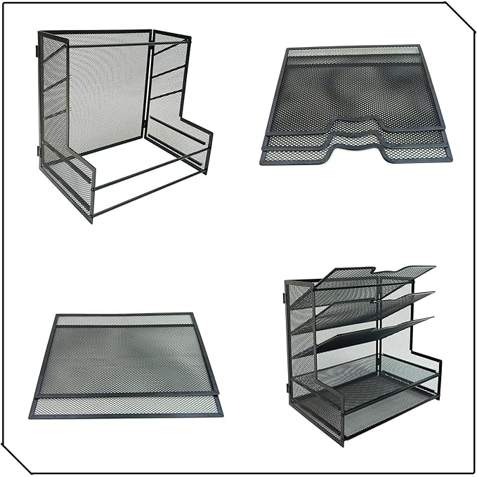 5-Tier Metal Desk Organizer, Office Desk Paper Organizer for Home Office, Black