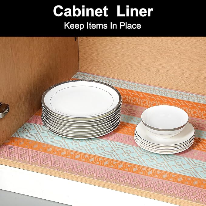 Cooyes Shelf and Drawer Liners for Kitchen Cabinets, Non Adhesive Cabinet Liner, EVA Waterproof Durable Non-Slip Drawer Mats for Shelves, Refrigerator, Storage, Desks（11.8" W x 118" L）