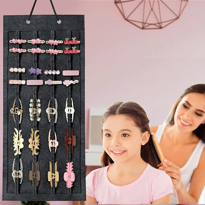 SMUK Hair Claw Clip Holder for Girls, Hanging Claw Clips Storage Organizer for Women, Hair Clip Stand Holder for Wall, Door, Closet, Big Claw Clip Display for Teen Girls