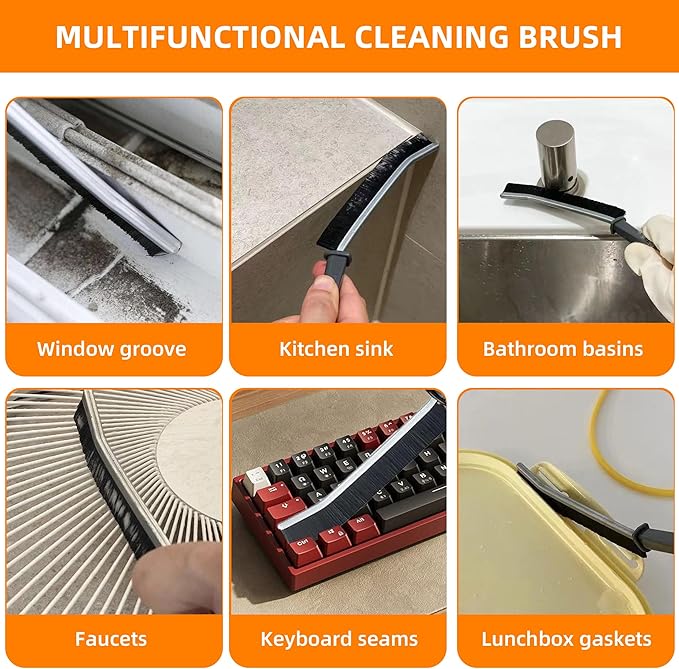 6Pcs Hard-bristled Crevice Cleaning Brush, Multifunctional Thin Gap Scrub Brush, Bathroom Cleaner Tools for Household Use, Kitchen, Window, Toilet, Grout, Faucets, Car