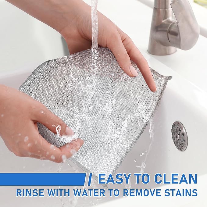 20pcs Set Non-Scratch Steel Wool Dishcloth - Multi-Use Kitchen Scrubbers, Durable Cleaning Pads for Wet & Dry Use White