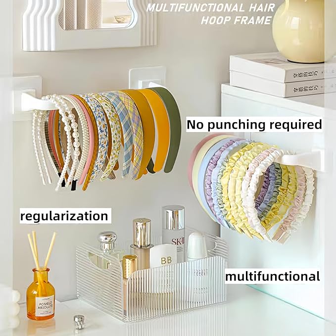 2 Pcs Headband Holder,Wall-Mounted Scrunchie Holder and Hair Tie Organizer,Punch-Free Sticky Headband Holder Organizer, Headband Storage Racks And Display Racks For Girls Or Women