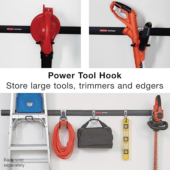 Rubbermaid Garage FastTrack Power Tool Holder Satin Nickel Wall Mounted Storage System Holds up to 50 pounds for Home/Garage/Tool Organization