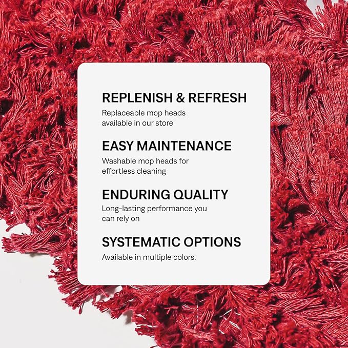 Commercial Dust Mop Replacement Head – 36 x 5 in. Cotton Nylon Reusable Mop Head – Industrial Dust Mop Refill for Floor Cleaning & Janitorial Supplies, Red