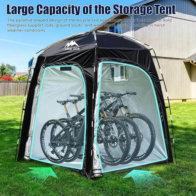 Bike Storage Tent, 82*52*71 In Outdoor Portable Storage Tent,Made of 210D Oxford Cloth PU4000mm Waterproof Fabric, Storage Shed for 2-4 bike, Motorcycles,Garden Tools,Lawn Mower,Various Tools