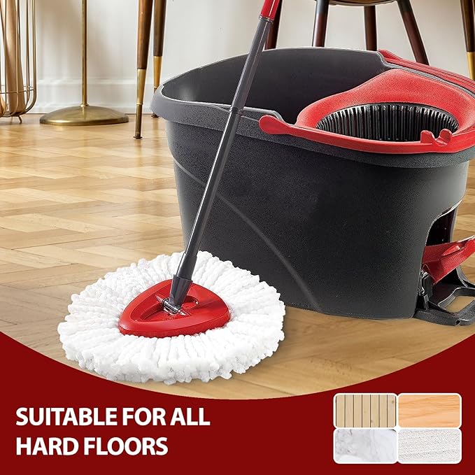 Spin Mop Replacement Head for O-Ceda EasyWring 1-Tank System, Mop Refills, Include 6 Cedar Mop Replace Heads, 1 Extra Mop Replacement Base, Microfiber, Easy to Replace