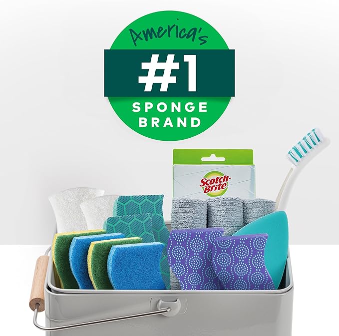 Scotch-Brite Odor Resist Heavy Duty Scrub Sponge,Dishwasher-Safe Kitchen sponges for Serious Scrubbing,Multipurpose Dish Sponge for Stuck-On Messes,6 Scrubbing Sponges,(Pack of 4)