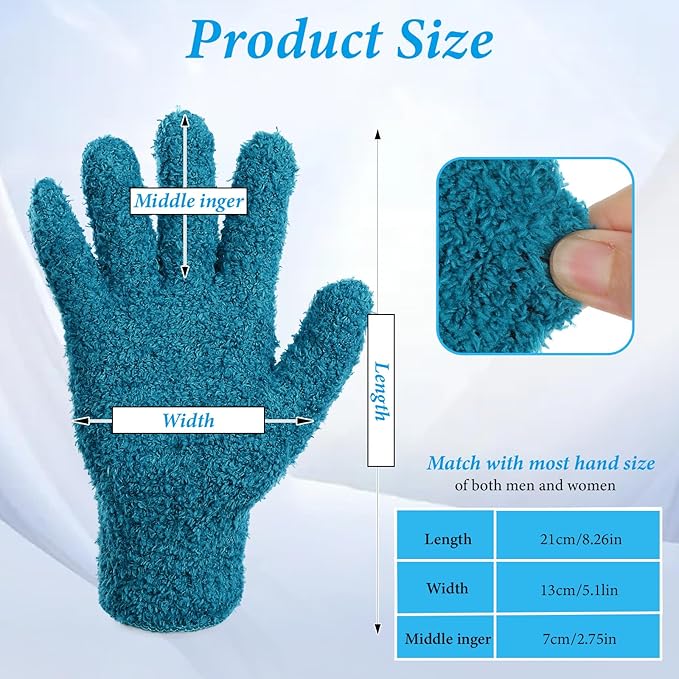 2 Pairs Microfiber Gloves for Plant Dusting, Dusting Mitt Washing Gloves for Cleaning Indoor Plants, Blinds, Furniture, House, Household Cleaning Glove Reusable(Medium, Turquoise, Peacock green )