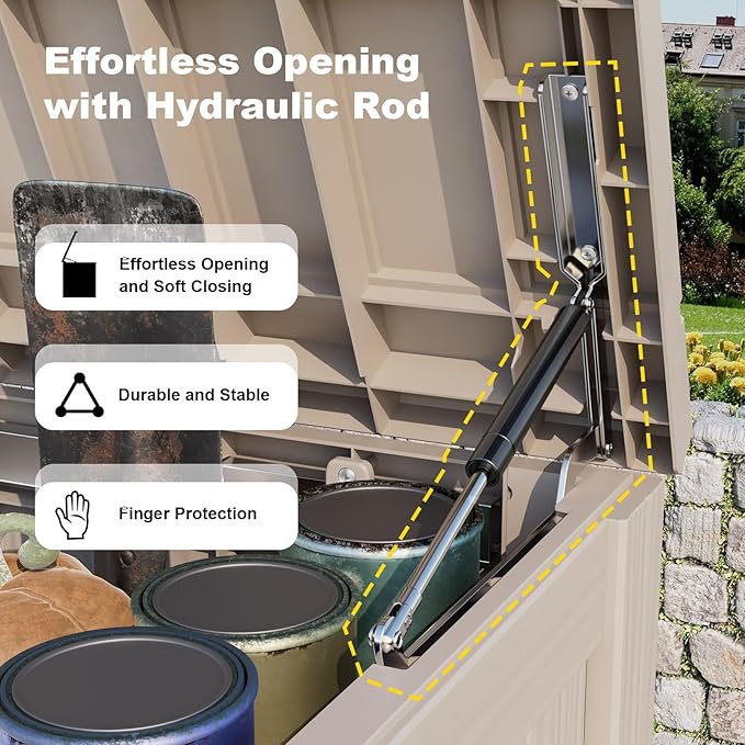 DRATO 150 Gallon Outdoor Storage Box, Large Waterproof Deck Box, Lockable Resin Storage Container with Reinforced Support for Patio Cushions, Garden Tools, UV-Resistant Outdoor Chest（Gray，150 Gallon）