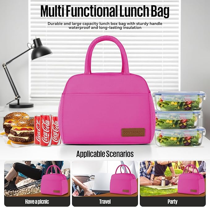 Lunch Bag Women/Men Lunch Box Women/Men (Rose Red)