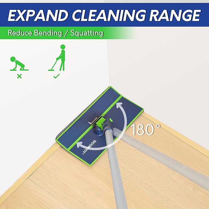BOOMJOY Wall Cleaner Mop with Foldable Panel, Baseboard Cleaner Tool with 72" Long Handle, Cleaning Mop Duster for Walls, Ceilings, Baseboards, Floors