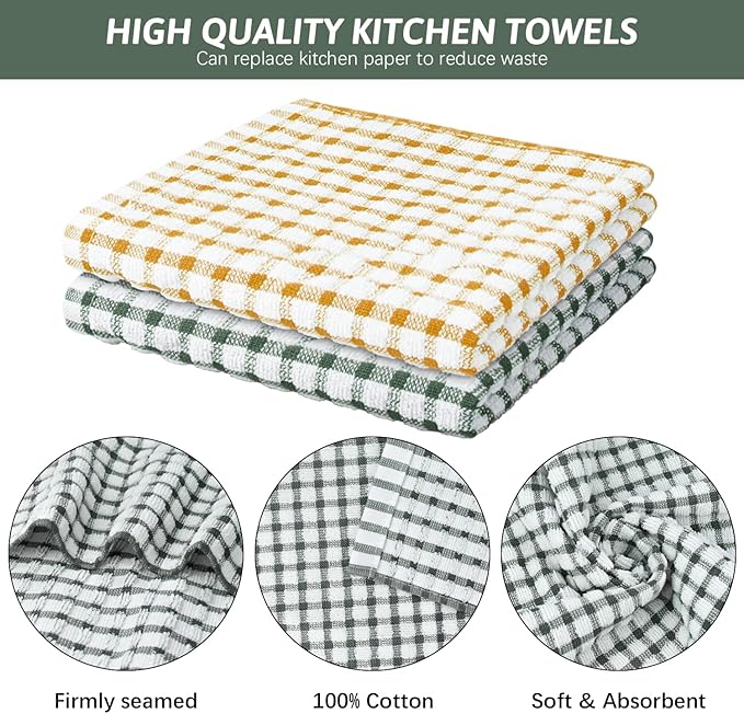 Nialnant 8 Pcs Kitchen Dish Cloths,100% Cotton Soft Absorbent Quick Drying Dish Rags for Kitchen,Washing Dishes,Cleaning rags-11 x 11In