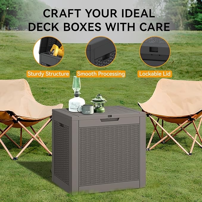 KAMABOKO 31 Gallon Outdoor Storage Box 2 Pack All-Weather Deck Box for Patio Furniture, Package Deliveries, Garden Tools, Pool Supplies & Cushions, Grey