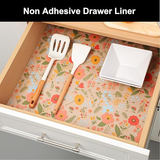 Cooyes Shelf Liner – Premium Non-Adhesive Cabinet & Drawer Liner for Kitchen – Waterproof Shelf Paper with Modern Pattern – Durable EVA Cabinet Mat – Easy to Cut (17.5" W x 197" L)