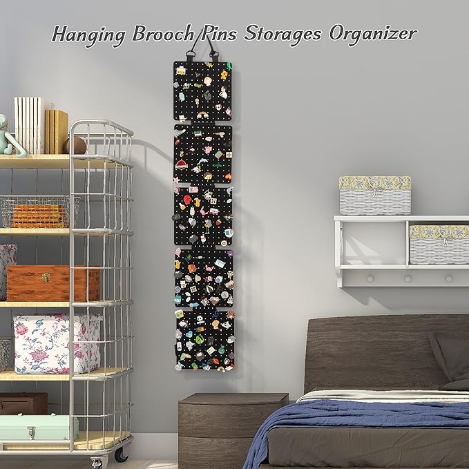 Hanging Enamel Lapel Pin Display Panels Organizer With 5 Loose-leaf Board Pieces, Brooch Pin Enamel Pin Display Pages, Badge Collection Display Holder Holds At Least 120 Pins.(Pins Not Included) (black, square)
