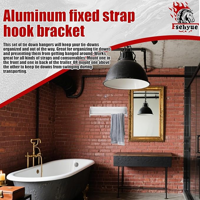 Tie Down Hanger Holder Aluminum Rack Wall Mounted Ratchet Strap Tie-Down Hanger for Enclosed Race Trailer Garage Shop Storage Organizer- Holds Tie Downs Ratchet Straps Bungee Cords 17" Lx 3" Wx 3" H