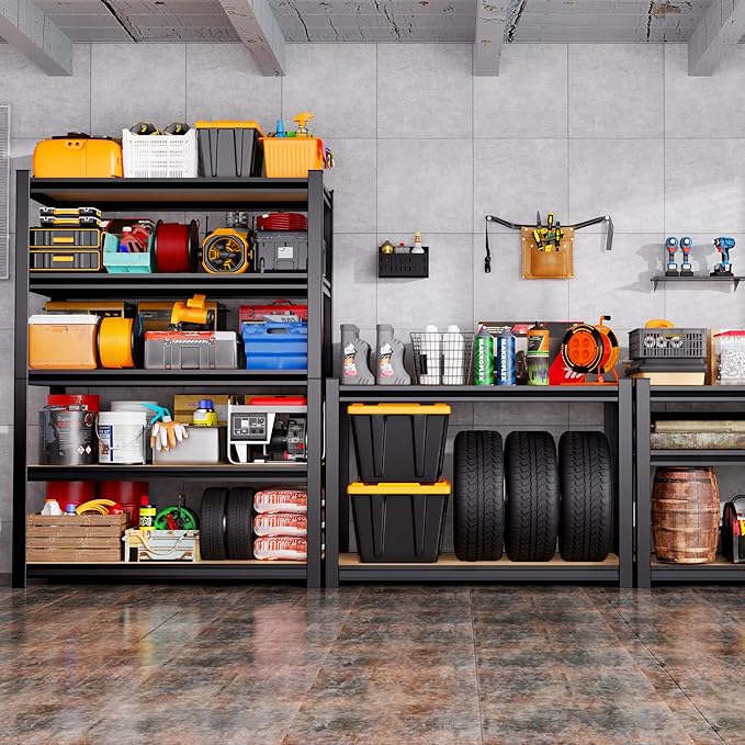 Set of 4 71"H Garage Shelving-5 Tier Garage Storage Shelves,Adjustable Heavy Duty Metal Shelving Unit and Storage Large Rack,Utility Steel Shelf For Warehouse Industrial Pantry Basement 71"x32"x14"