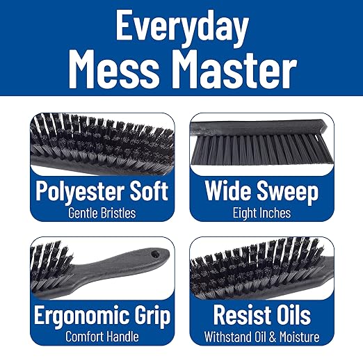 SPARTA Handheld Soft Counter Brush 8 Inch Bristle Span, Multi-Use Dust Brush with 5 Inch Handle for Tables, Countertops, and Delicate Surfaces, Polyester, Black, (Pack of 6)
