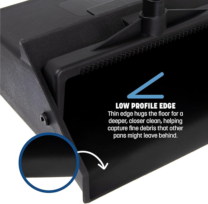 Carlisle FoodService Products Duo-Pan Upright Dust Pan with Serrated Yoke for Home, Restaurants, Kitchen, Lobby, And Office, Plastic, 30 Inches, Black
