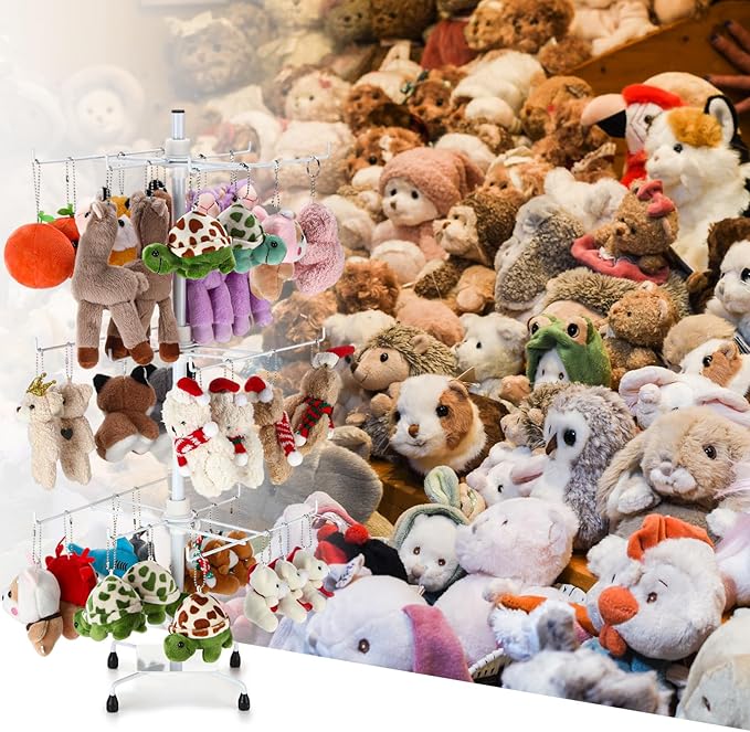 2 Pcs Jewelry Rotating Display Stand Adjustable Metal Earrings Bracelet Display Rack Hanging Jewelry Spinning Organizer Tree with Hooks for Vendor Events Selling(3 Tier,White)