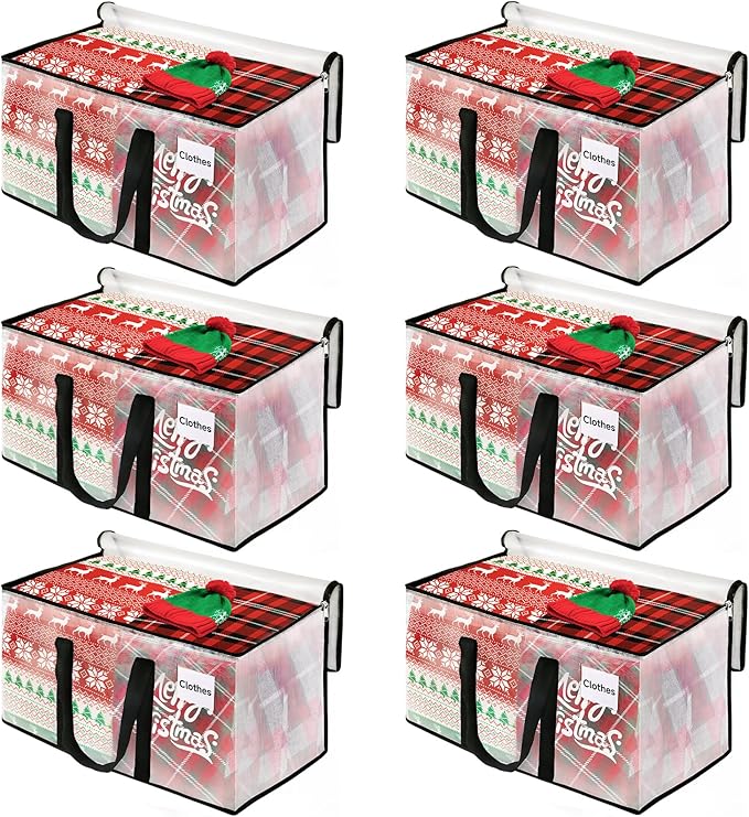 BlissTotes Moving Bags, 76L 6-Pack Storage Bags, Moving Box Heavy Duty Extra Large, Moving Totes with Zipper, Reinforced Handles Boxes for Packaging Moving, Decorative Wreath Storage