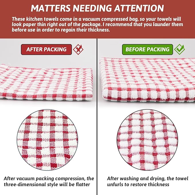 Nialnant 8 Pack Kitchen Towels, Dish Towels for Kitchen, 100% Cotton Dish Cloths for Washing Dishes, Quick Drying Reusable Cleaning Rag - 25 x 16 in