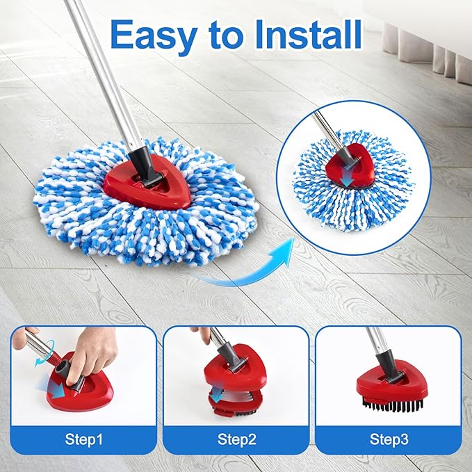 Mop Replacement Heads for O Cedar RinseClean 2 Tank System,2 Microfiber Mop Head Refills,1 Scrubber mophead and 1 Mops Base Combo Set for O-Cedar 2 Tank,MOp Replace Heads for Wet/Dry Floor Cleaning