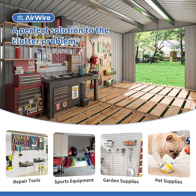 12x14 FT Storage Shed,Garden Shed with Updated Frame Structure and Lockable Doors, Metal Tool Sheds for Backyard Garden Patio Lawn,White