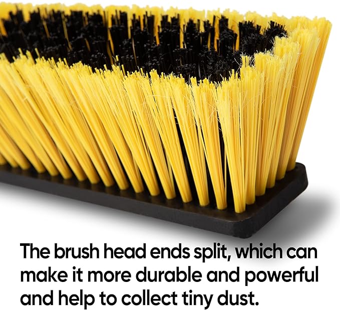 Yocada 24 inch Push Broom Brush 65.3 inch Long Handle Stiff Bristles Heavy-Duty Outdoor Commercial Broom for Cleaning Bathroom Kitchen Patio Garage Deck Concrete Wood Stone Tile Floor