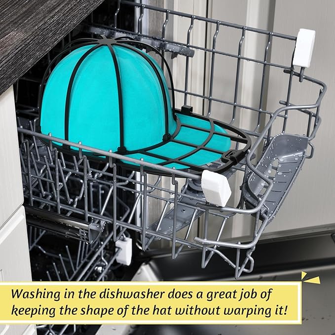 Hat Washer Cage for Baseball Caps Washing Machine Dishwasher Cap Cleaner Frame Washing for Adult Kids Ball Hats (Black-1Pack)