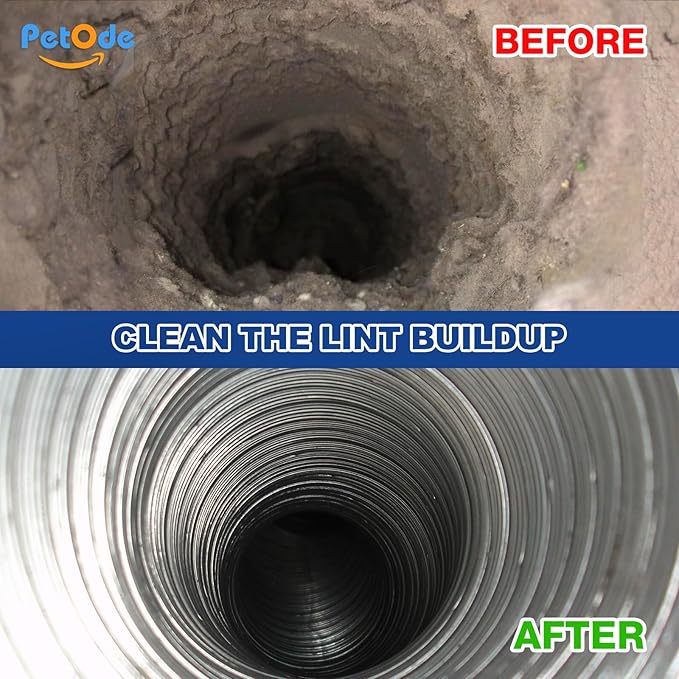 32 Feet Dryer Vent Cleaner Kit, Enhanced Flexible Quick Snap Brush with Drill Attachment for Effective Cleaning, 360 Degree Rotation Without Loosening, Use with or Without a Power Drill