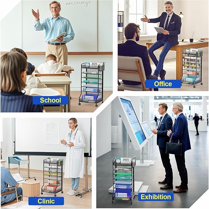 samstar Rolling File Cart,Under Desk Organizer, File Organizer beside Desk, Binder Paper Letter Storage with Wheels,for Office Supplies & Classroom Organization