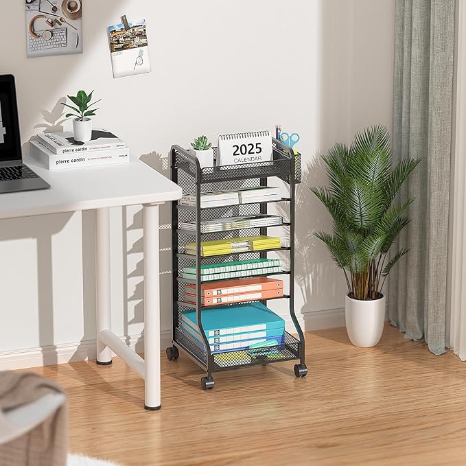 samstar Rolling File Cart,Under Desk Organizer, File Organizer beside Desk, Binder Paper Letter Storage with Wheels,for Office Supplies & Classroom Organization
