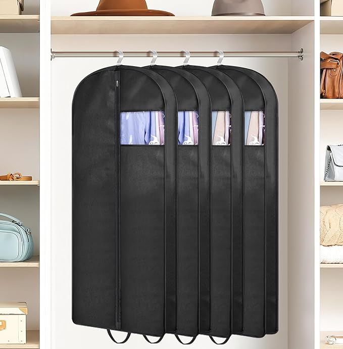KIMBORA 54" Garment Bag for Travel, Gusseted Suit Bags for Men with Handle Garment Bags for Hanging Clothes Storage Suit Cover for Dress, Coats, Jackets, Shirts