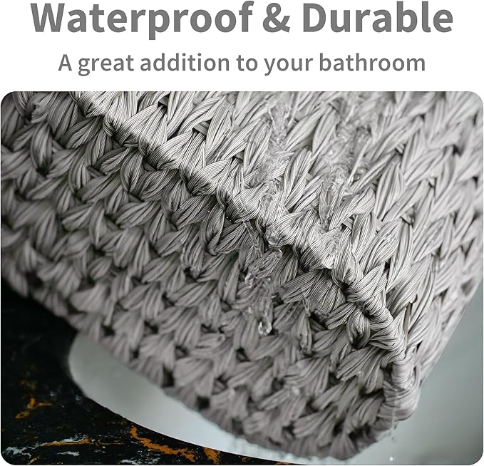 GRANNY SAYS Toilet Paper Storage, Toilet Paper Basket for Bathroom, 6 Mega Rolls Organizer Free Standing, Wicker Basket for Bathroom Storage, Grey