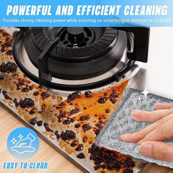 10 PCS Four-Layer Non-Scratch Multipurpose Steel Wire Dishcloths - Reusable Quick-Dry Odor-Free Scrub Cloths for Dishes, Kitchen Cleaning Cloths for Cookware, Sinks, Stove Tops(7.87X7.87)