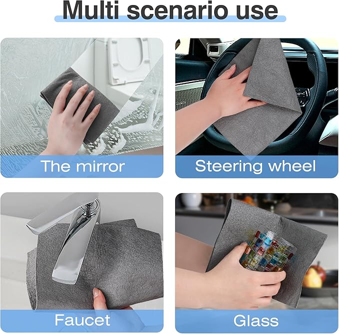 10 Pcs Thickened Magic Cleaning Cloth, Microfiber Streak Free Cleaning Cloths Reuseable Magic Cleaning Wipes for Windows Glass