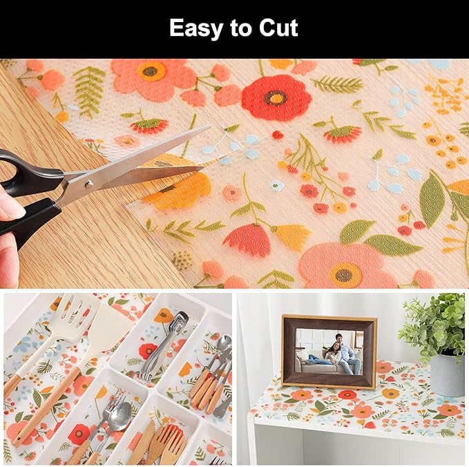 Cooyes Shelf Liner – Premium Non-Adhesive Cabinet & Drawer Liner for Kitchen – Waterproof Shelf Paper with Modern Pattern – Durable EVA Cabinet Mat – Easy to Cut （24" W x 240" L）