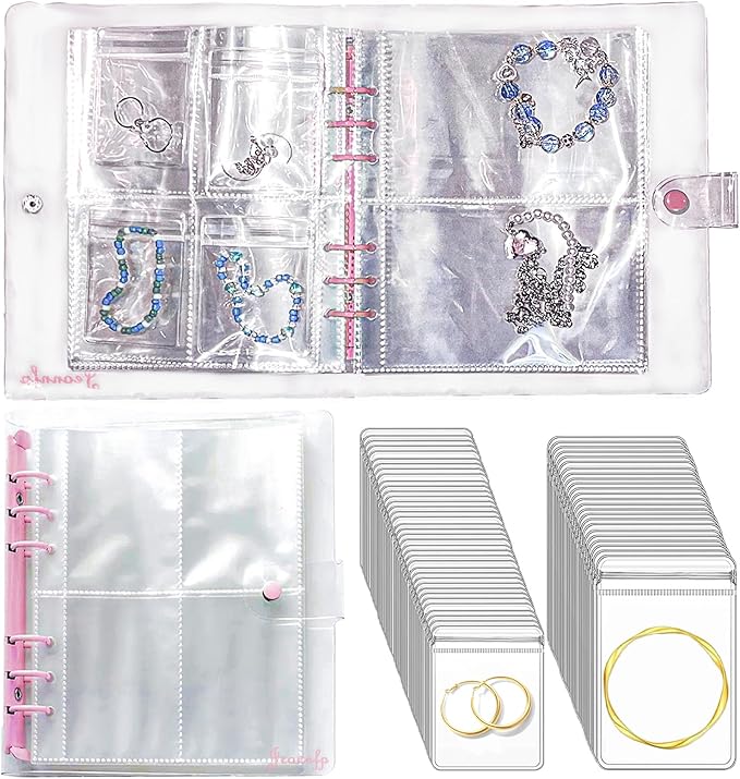 Travel Jewelry Organizer Book, High Capacity Clear Jewelry Storage Book with Portable Thick PVC Pouches,Jewelry Organizer Bags for Earrings Necklace and Rings