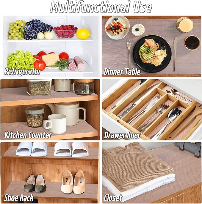 Anoak Shelf Liner, 12 Inches x 10(120.1 Inch) FT Non-Slip Cabinet Liner, Diamond Pattern Clear
