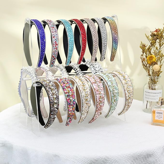 Headband Holder Headband Organizer, Acrylic Headband Holder Organizer, 2-Tier Clear Headband Display Stand, Headband Storage Rack for Girls and Women (Modern-2PCS)