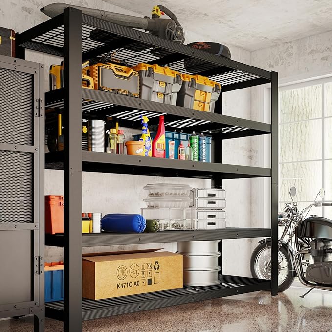 62" W 3050LBS Storage Shelves Unit,5 Tier Heavy Duty Metal Shelving Unit and Storage Large Rack,72" H x62 W x24 D Adjustable Metal Shelving Unit,Garage Shelves for Basement,Warehouse