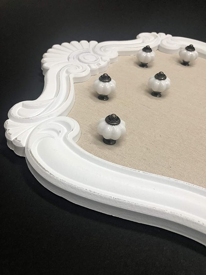 Creative Picture Frames 16" x 20.5" Venice Wall Mounted Jewelry Frame Organizer, Shabby Chic White Decorative Accessory Holder Wall Display