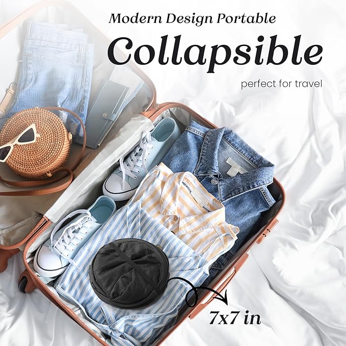 TECHMILLY Collapsible Mesh Pop Up Laundry Hamper with Sturdy Handles and Side Pocket - Portable Foldable Clothes Baskets for Dorm, Bathroom & Travel Storage (Grey, 2 Packs)