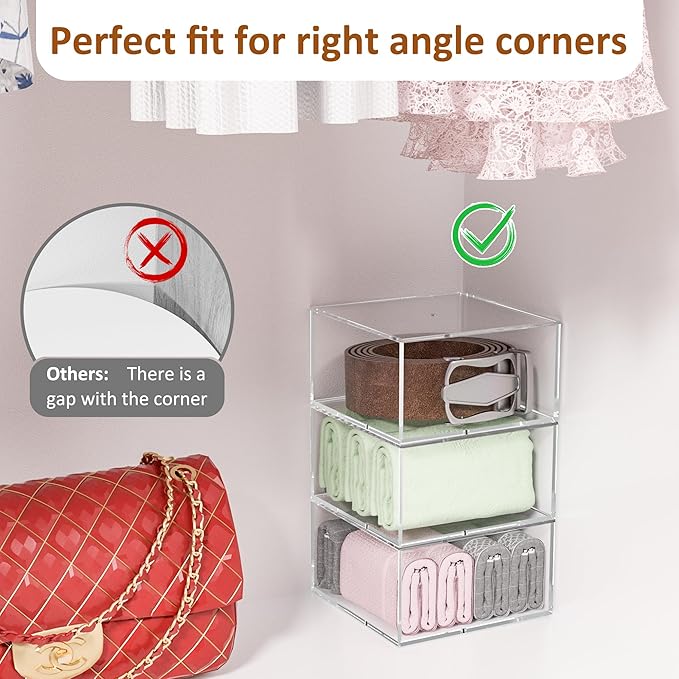 3 Layers Clear Square Acrylic Belt Organizer for Closet, Belt Holder for Accessories, Scarves, Ties, Jewelry, Bracelets-Space-Saving Storage Solution