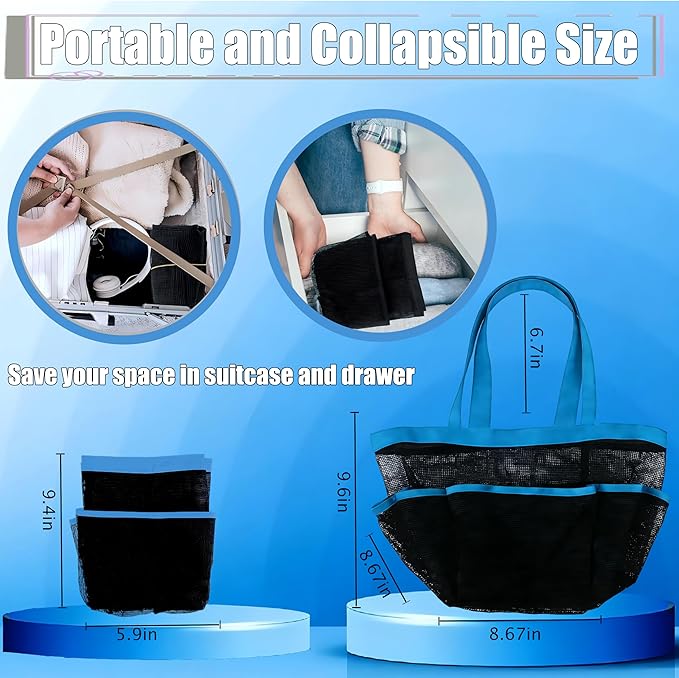 Attmu Mesh Shower Caddy Portable, Quick Dry Hanging Shower Tote Bag for College Dorm Room Essentials, Large Capacity Shower Caddy Dorm for Bathroom Gym Swimming