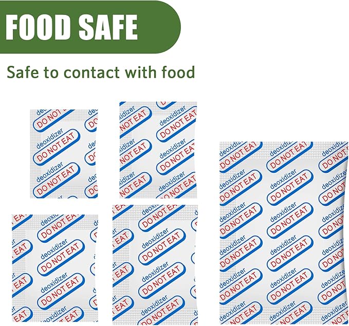 120 Packs 500CC Food Grade Oxygen Absorbers (10 Pack in Individual Vacuum Bag ) , Oxygen Absorbers For Long Term Food Storage with Oxygen Indicator , Works in Mylar Bags, Mason Jars, and Vacuum Bags