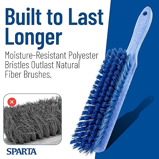 SPARTA Handheld Soft Counter Brush 8 Inch Bristle Span, Multi-Use Dust Brush with 5 Inch Handle for Tables, Countertops, and Delicate Surfaces, Polyester, Blue, (Pack of 6)