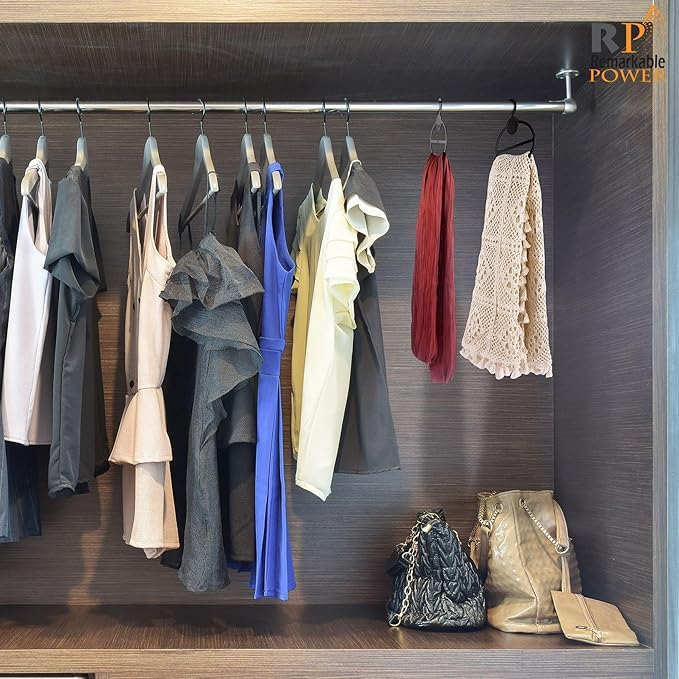 RP Remarkable Power, 50 Pack Black Scarf Hanger Plastic Scarf Holders Scarves Ties Organizers for Headscarves Clothing Sorting Storing