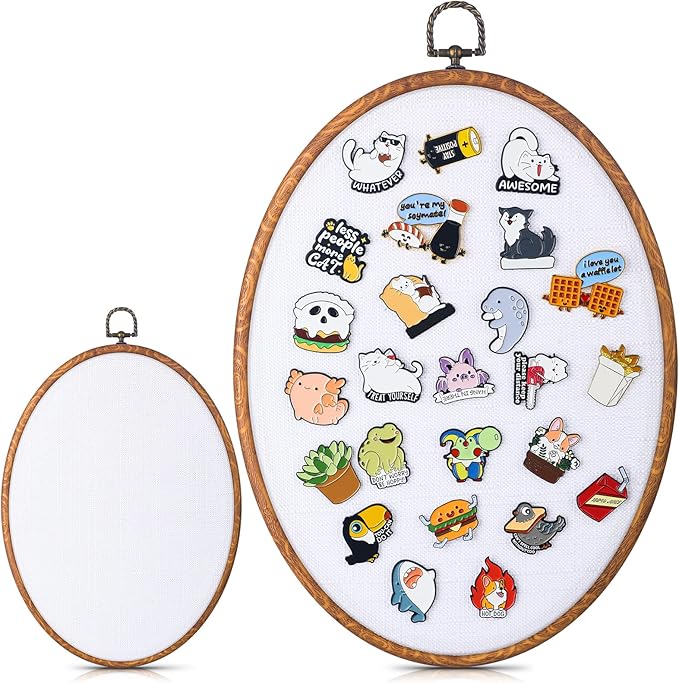 Pin Display Board Fabric Enamel Pin Boards Wall Hanging Brooch Earrings Necklace Jewelry Holder Organizer Display Storage for Home and Holiday(White,11.4" X 8.6",1)